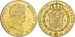 1820. Fernando VII. Madrid. GJ. 4 escudos. ... 