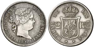1859. Isabel II. Madrid. 2 reales. (AC. ... 