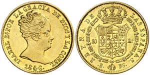 1846. Isabel II. Barcelona. PS. 80 reales. ... 