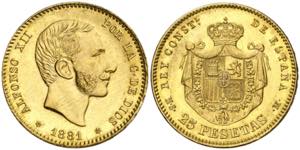 1881*1881. Alfonso XII. MSM. 25 pesetas. ... 