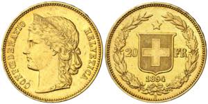 Suiza. 1894. B (Berna). 20 francos. (Fr. ... 