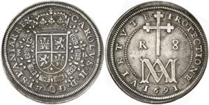1691/87. Carlos II. Segovia. BR. 8 reales. ... 