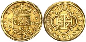 1683. Carlos II. Segovia. BR. 2 escudos. ... 