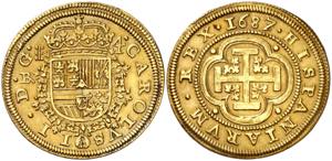 1687/3. Carlos II. Segovia. BR. 4 escudos. ... 