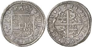 1711. Felipe V. Madrid. J. 8 reales. (AC. ... 