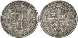 1728. Felipe V. Segovia. F. 8 reales. (AC. ... 