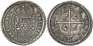 1704. Felipe V. Sevilla. P. 8 reales. (AC. ... 