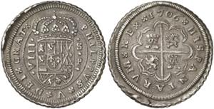 1706. Felipe V. Sevilla. P. 8 reales. (AC. ... 