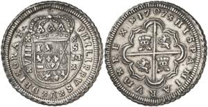 1707. Felipe V. Sevilla. M. 8 reales. (AC. ... 