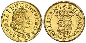 1743. Felipe V. Sevilla. PJ. 1/2 escudo. ... 