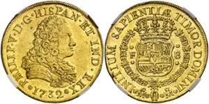 * 1732. Felipe V. México. F. 8 escudos. ... 