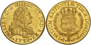 1736. Felipe V. Sevilla. PA. 8 escudos. (AC. ... 