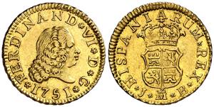 1751. Fernando VI. Madrid. JB. 1/2 escudo. ... 