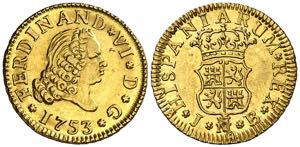 1753. Fernando VI. Madrid. JB. 1/2 escudo. ... 