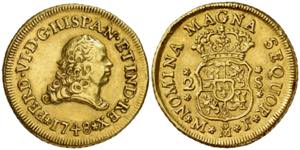 1748. Fernando VI. México. MF. 2 escudos. ... 
