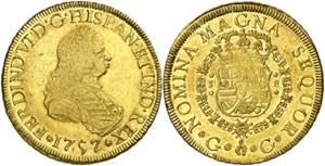 1757. Fernando VI. Guatemala. J. 8 escudos. ... 