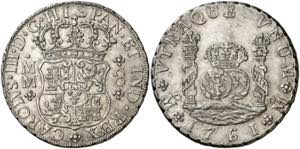 1761. Carlos III. México. MM. 8 reales. ... 