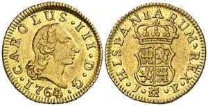 1764/3. Carlos III. Madrid. JP. 1/2 escudo. ... 