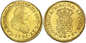 1771. Carlos III. Popayán. J. 2 escudos. ... 