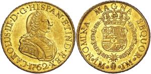* 1762. Carlos III. Lima. JM. 8 escudos. ... 
