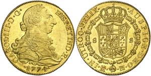 1774. Carlos III. Madrid. PJ. 8 escudos. ... 