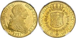 * 1771.  Carlos III. México. MF. 8 escudos. ... 