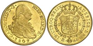 1807. Carlos IV. Madrid. AI. 2 escudos. (AC. ... 
