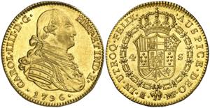 1796. Carlos IV. Madrid. MF. 4 escudos. (AC. ... 