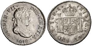 1818. Fernando VII. Potosí. PJ. 1/2 real. ... 