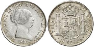 1854. Isabel II. Madrid. 10 reales. (AC. ... 