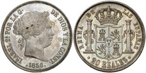 1856. Isabel II. Madrid. 20 reales. (AC. ... 