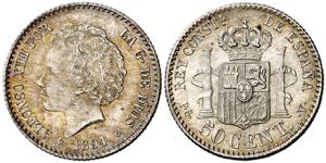 1894*94. Alfonso XIII. PGV. 50 céntimos. ... 