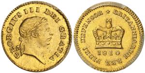 Gran Bretaña. 1810. Jorge III. 1/3 guinea. ... 