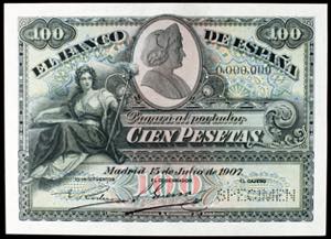 1907. 100 pesetas. (Ed. B104m) ... 