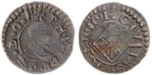 1611. Felipe III. Vic. 1 diner. Falsa de ... 