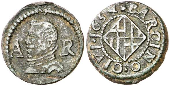 1654. Felipe IV. Barcelona. 1 ardit. (AC. ... 
