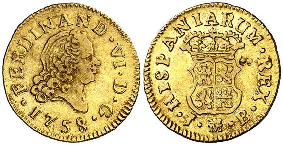 1758. Fernando VI. Madrid. JB. 1/2 escudo. ... 