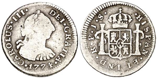 1774. Carlos III. Popayán. JS. 1/2 real. ... 