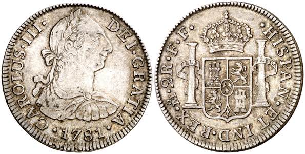 1781. Carlos III. México. FF. 2 reales. ... 