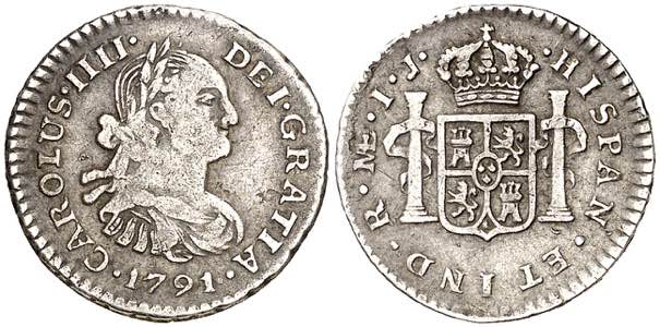 1791. Carlos IV. Lima. IJ. 1/2 real. (AC. ... 