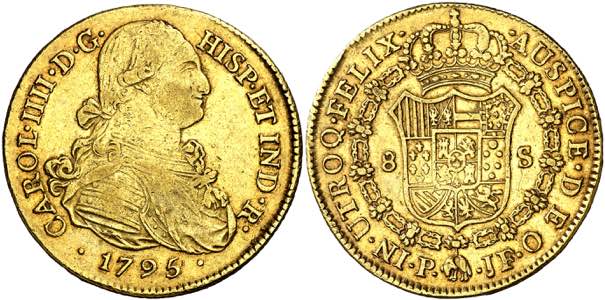 1795/4. Carlos IV. Popayán. JF. 8 escudos. ... 