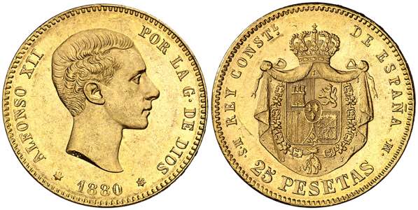 1880*--80. Alfonso XII. MSM. 25 pesetas. ... 