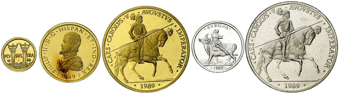 1989. Juan Carlos I. 1, 5 (AG), 10, 50 y 100 ... 