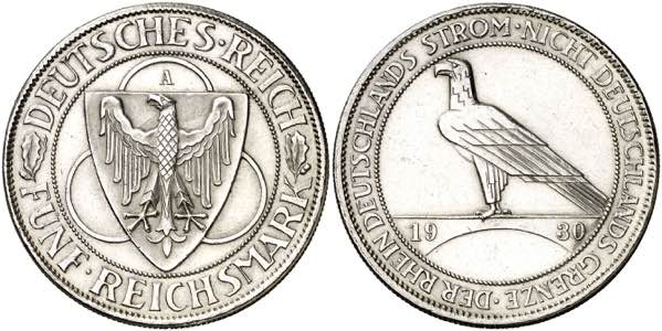 Alemania. 1930. A (Berlín). 5 reichsmark. ... 