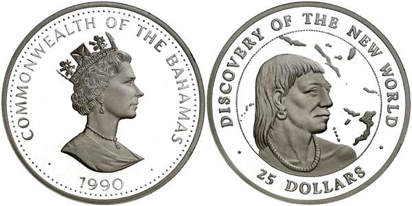 Bahamas. 1990. Isabel II. 25 dólares. (Kr. ... 