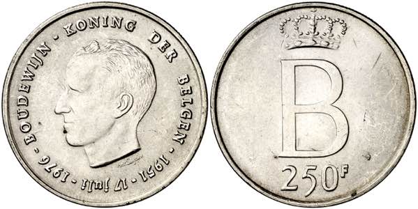 Bélgica. 1976. Balduino I. 250 francos. ... 