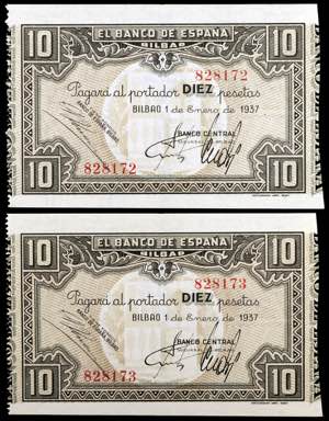 1937. Bilbao. 10 pesetas. (Ed. C38 var) (Ed. ... 