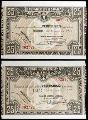 1937. Bilbao. 25 pesetas. (Ed. C39a) (Ed. ... 