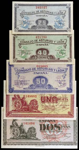 Asturias y León. 25, 40, 50 céntimos, 1 y ... 