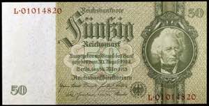 Alemania. 1933. Reichsbank. 50 reichsmark. ... 
